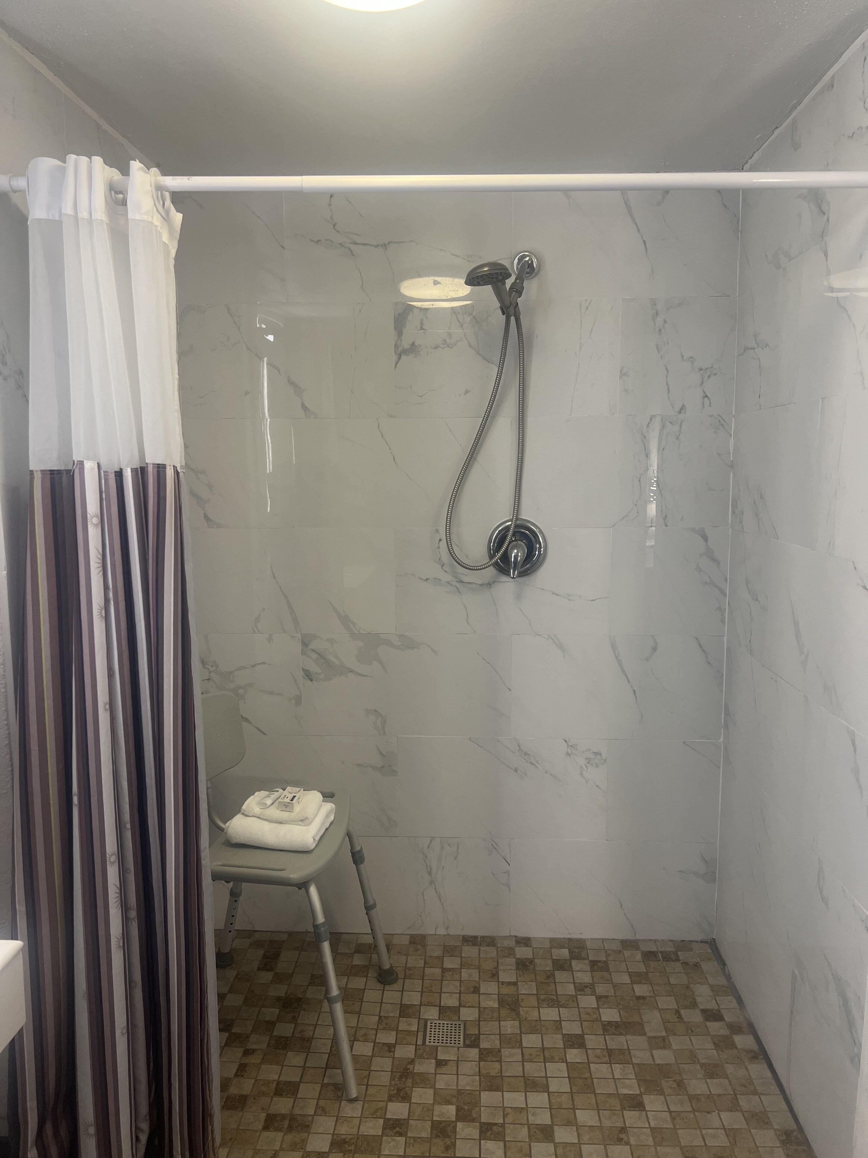 Deluxe King Room Roll Shower View Mobility Accessible or Non-Smoking