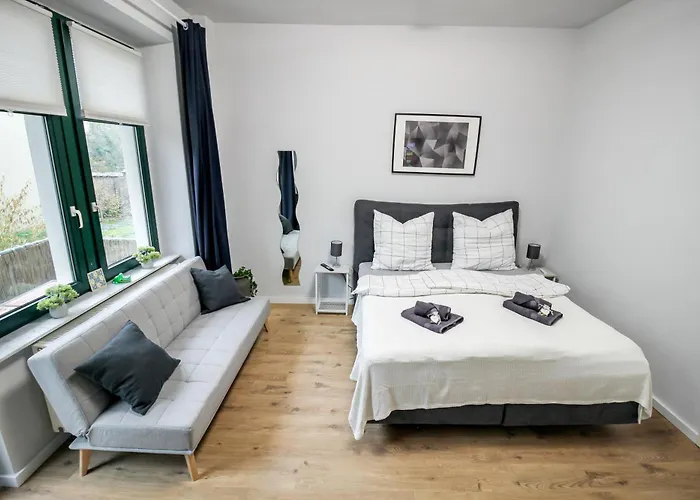 Ferienwohnung Lorenz mit kostenlosem Parkplatz Boxspringbett Küche