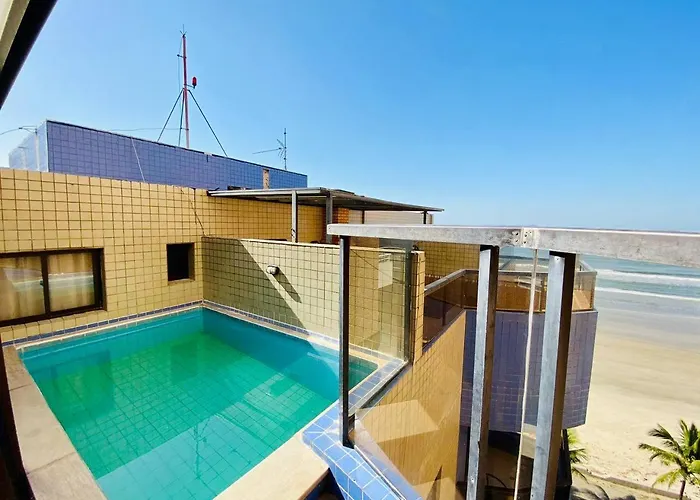 Cobertura Piscina Privativa frente e Vista Mar Centro Mongaguá