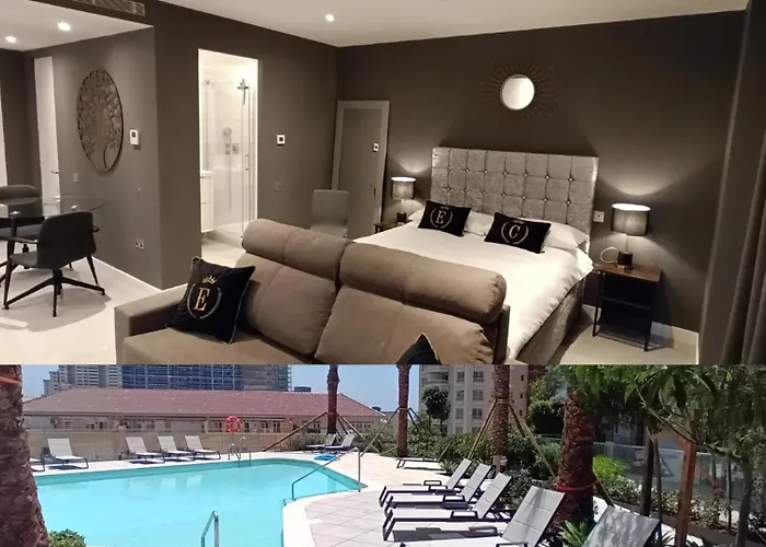 New-Studio Apartments In Eurocity-Large Pool-Rock Or Sea Views-Balcony-Free Parking-Holiday And Short Let Apartments In Gibraltar
