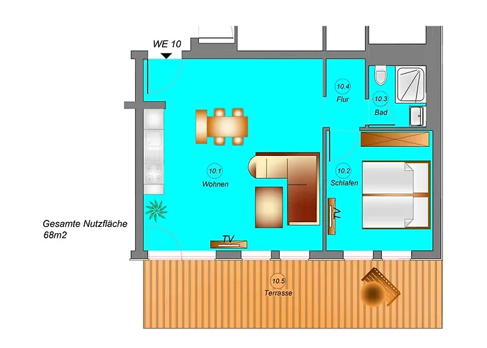 Traumhaftes Appartement mit Terrasse - Odins Blick Wohnung 10 - am Privatstrand