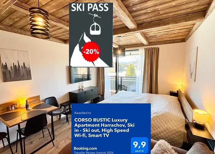 Corso Rustic Luxury Apartment Harrachov, Ski In - Ski Out, Free Parking, High Speed Wi-Fi, Smart Tv