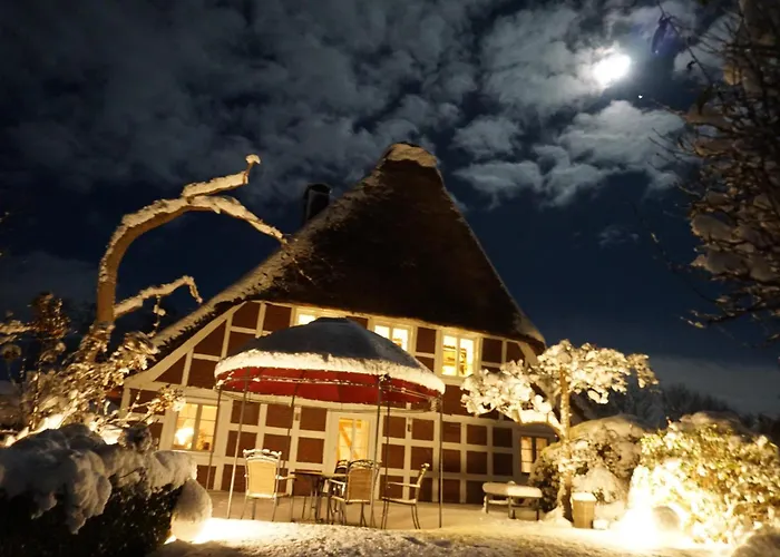 Hotel - Appartement, Sommer kühl-Pool, Winter warm-Kamin, 2 Schlafzimmer Altes Landhaus Oste mit Terrasse, Grill, Küche, Bad, WLAN, nah am Nordsee Strand