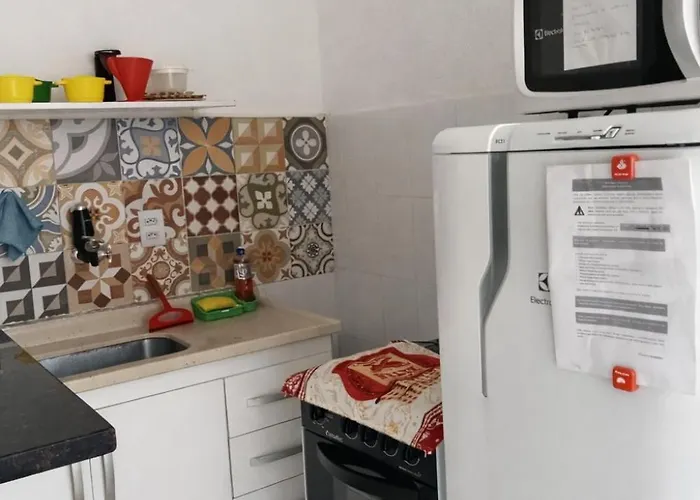 2 quadras da praia - Apto completo em São Vicente ideal para família e trabalho