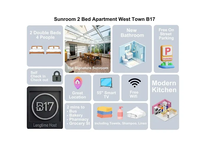 Sunroom 2 Bed Apartment West Town B17