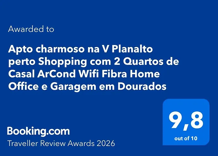 Apto charmoso na V Planalto perto Shopping com 2 Quartos de Casal ArCond Wifi 500megas Home Office e Garagem em Dourados