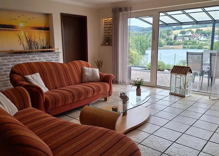 Seeblick-Ferienwohnung Agger-Blick 1 mit großer Terrasse, kostenlosen E-Bikes, Sauna&Kajak