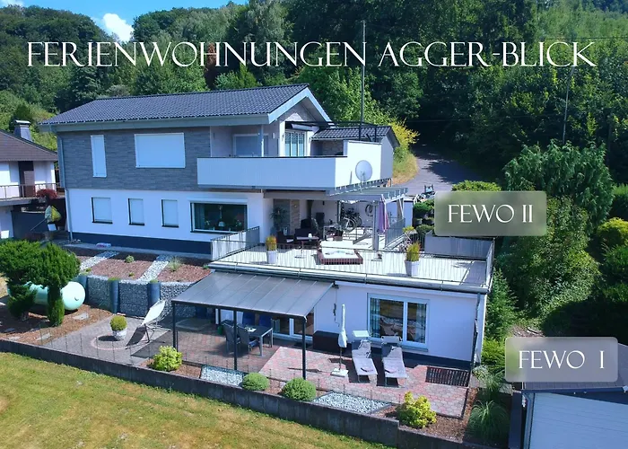 Seeblick-Ferienwohnung Agger-Blick 2 mit traumhafter Terrasse, kostenlosen E-Bikes, Sauna&Kajak